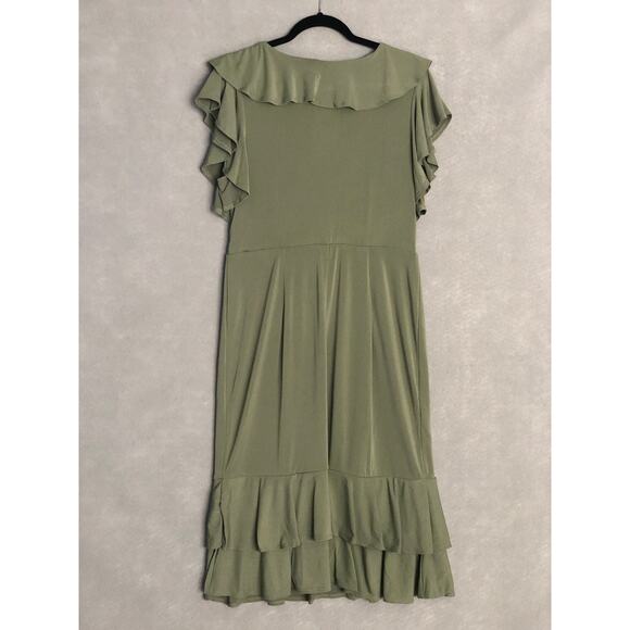 NY Collection Women's Large Petite Flutter Sleeve Ruffle Midi Dress NEW - Picture 6 of 8